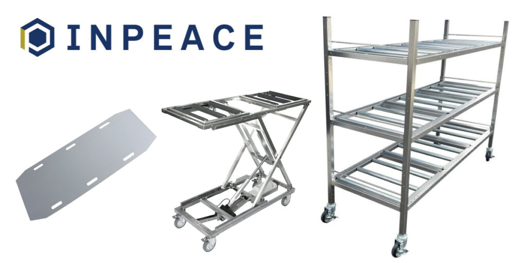 INPEACE ご遺体安置台　棺リフター　移乗ボード